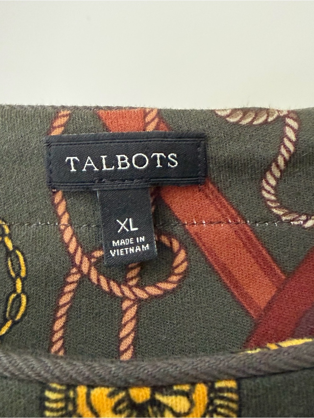 Women's TALBOTS Hunter Green Midi Dress Equestrian Chain Horse Old Money Size XL - Picture 4 of 5